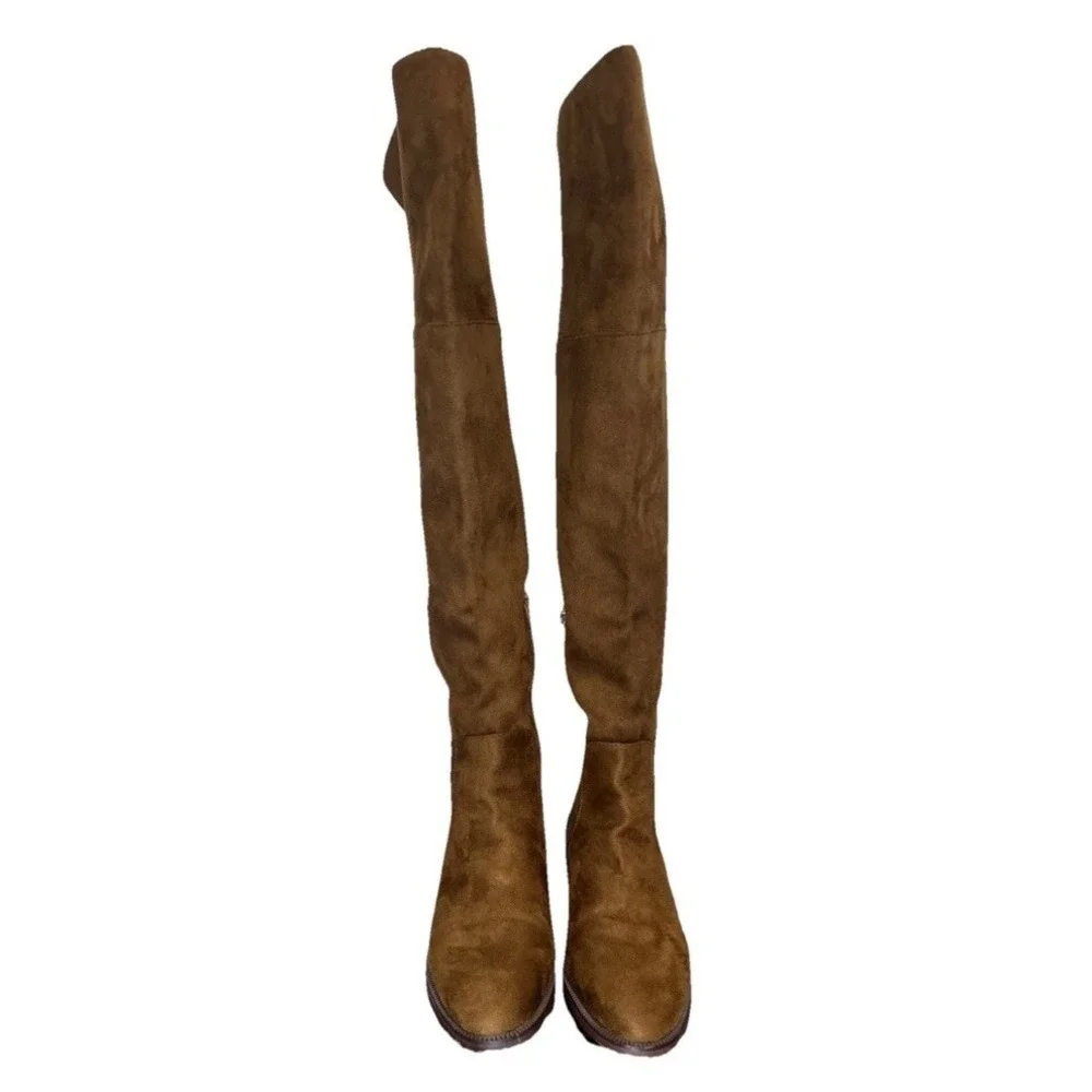 J.Crew Over the Knee Boots Rich Walnut Faux Microsuede Chocolate Brown Women's 7